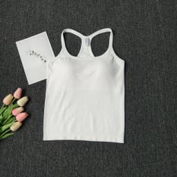 Women's SleevelessYoga Vest Ribbed Gym Tank Top Push Up Sport Vest Sports Running Fitness Vest Workout Top Padded Yoga Clothing
