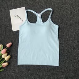 Women's SleevelessYoga Vest Ribbed Gym Tank Top Push Up Sport Vest Sports Running Fitness Vest Workout Top Padded Yoga Clothing
