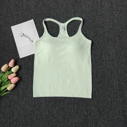 Women's SleevelessYoga Vest Ribbed Gym Tank Top Push Up Sport Vest Sports Running Fitness Vest Workout Top Padded Yoga Clothing
