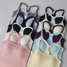 Women's SleevelessYoga Vest Ribbed Gym Tank Top Push Up Sport Vest Sports Running Fitness Vest Workout Top Padded Yoga Clothing