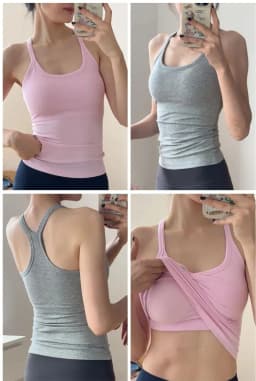 Women's SleevelessYoga Vest Ribbed Gym Tank Top Push Up Sport Vest Sports Running Fitness Vest Workout Top Padded Yoga Clothing