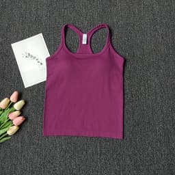 Women's SleevelessYoga Vest Ribbed Gym Tank Top Push Up Sport Vest Sports Running Fitness Vest Workout Top Padded Yoga Clothing