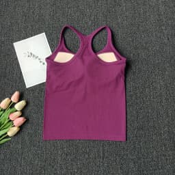 Women's SleevelessYoga Vest Ribbed Gym Tank Top Push Up Sport Vest Sports Running Fitness Vest Workout Top Padded Yoga Clothing