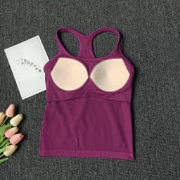 Women's SleevelessYoga Vest Ribbed Gym Tank Top Push Up Sport Vest Sports Running Fitness Vest Workout Top Padded Yoga Clothing