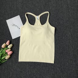Women's SleevelessYoga Vest Ribbed Gym Tank Top Push Up Sport Vest Sports Running Fitness Vest Workout Top Padded Yoga Clothing