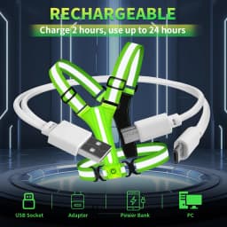 LED Running Vest USB Rechargeable Reflective Cycling Security Vest High Visibility Night Running Riding Clothing for Kids Adults