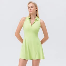 Lapel one-piece tennis dress for women quick-drying breathable waist-cinching and color-blocking sports casual and fitness dress