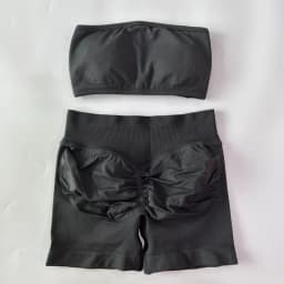 Pericic 2 Pieces Yoga Set Women Backless Bandeau Sports Bra Scrunch Shorts Yoga Clothing Workout Clothes Outfits Sets Gym Set