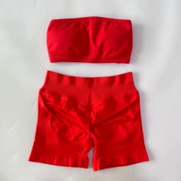 Pericic 2 Pieces Yoga Set Women Backless Bandeau Sports Bra Scrunch Shorts Yoga Clothing Workout Clothes Outfits Sets Gym Set