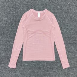 Women's Slim Fit Long Sleeve Yoga Sports Top Breathable Stretch Seamless Pilates Training T-Shirt Fitness Running Shirt T-shirt