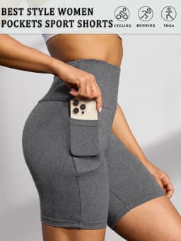 High Waisted Biker Shorts For Women With Pockets No See Through Workout Running Yoga Athletic Shorts Push Up Gym Fitness