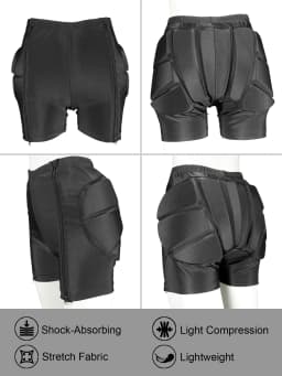 AVIVOR Figure Skating Protective Shorts with Side Zipper and 3D Padding for Kid Youth Adult, Suitable for Skiing Skateboarding