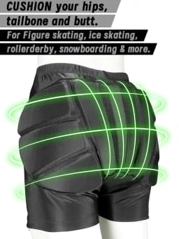 AVIVOR Figure Skating Protective Shorts with Side Zipper and 3D Padding for Kid Youth Adult, Suitable for Skiing Skateboarding