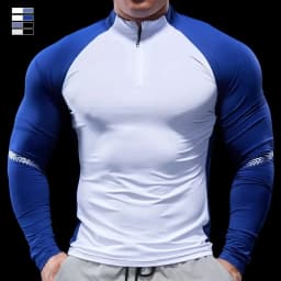 Men Autumn Winter Tights Fitness Clothes POLO Shirts Half-zip Running Clothes Long-sleeved Quick-drying Stretchy Sports Thin