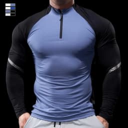 Men Autumn Winter Tights Fitness Clothes POLO Shirts Half-zip Running Clothes Long-sleeved Quick-drying Stretchy Sports Thin