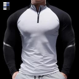 Men Autumn Winter Tights Fitness Clothes POLO Shirts Half-zip Running Clothes Long-sleeved Quick-drying Stretchy Sports Thin