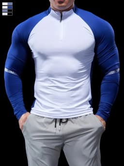 Men Autumn Winter Tights Fitness Clothes POLO Shirts Half-zip Running Clothes Long-sleeved Quick-drying Stretchy Sports Thin