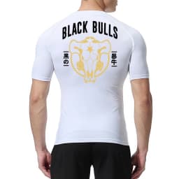 Black Bull Print Compression Shirts for Men Athletic Quick Dry Baselayers Undershirt Gym Workout Running Rash Guard Tshirt Tops