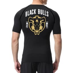 Black Bull Print Compression Shirts for Men Athletic Quick Dry Baselayers Undershirt Gym Workout Running Rash Guard Tshirt Tops