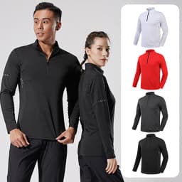 Men Slim Fit Track Top Men's Half Zipper Stand Collar Sports T-shirt with Long Sleeves for Running Fitness Training Breathable