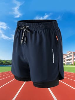 Summer Men Running Shorts Fitness Gym Training 2 in 1 Sports Shorts Quick Dry WorkoutJogging Double Deck Shorts