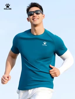 Kelme Men's Sports T-shirt Ice Silk Football Quick-drying Short-sleeved Fitness Outdoor Running Training Breathable Top