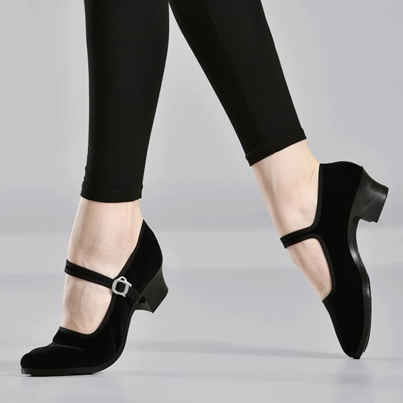 Teen Girls Dance Grading Exams Specialized Dance Shoes Women Ethnic Dance Black Cloth Shoes
