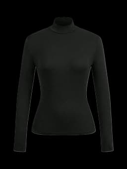 Women's high-neck brushed fitted long-sleeved basic layer T-shirt set, suitable for autumn/winter wear