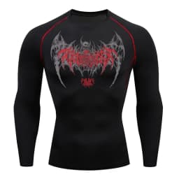 Skull Wings Print Long Sleeve Compression Shirts for Men Gym Workout Running Baselayer Undershirts Spring Fall Athletic Tops