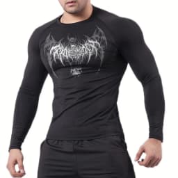 Skull Wings Print Long Sleeve Compression Shirts for Men Gym Workout Running Baselayer Undershirts Spring Fall Athletic Tops