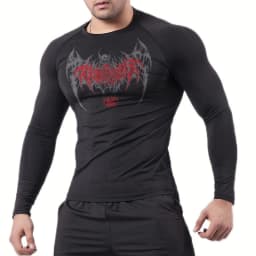 Skull Wings Print Long Sleeve Compression Shirts for Men Gym Workout Running Baselayer Undershirts Spring Fall Athletic Tops