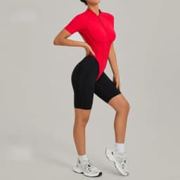 Women's Gym Workout Clothes Jumpsuits Color Block Yoga Bodysuit with Zipper Open Back Butt-lifting Outdoor Fitness Activewear