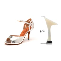 Ladingwu Women's Silver Snake PU Latin Dance Shoes Ballroom Salsa Sandals for Party Performance
