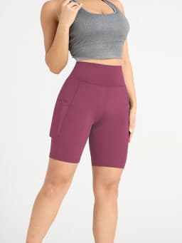 Women High Elasticity Yoga Shorts Comfortable Fitting Sport Pants Solid Color with Pocket Suitable for Yoga Running And Sports