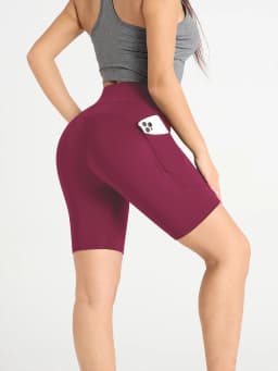 Women High Elasticity Yoga Shorts Comfortable Fitting Sport Pants Solid Color with Pocket Suitable for Yoga Running And Sports