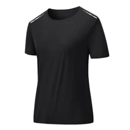 CHRLCK US/EU Size Women Mesh Short Sleeves Street Jogging Fitness Solid Color Breathable T-shirt Women Reflective Strip T-shirt