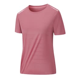 CHRLCK US/EU Size Women Mesh Short Sleeves Street Jogging Fitness Solid Color Breathable T-shirt Women Reflective Strip T-shirt