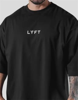 LYFT Loose Men Gym Running T-Shirts Breathable Short Sleeve Summer Cotton Fitness T Shirt Sports Bodybuilding Training TEE Tops