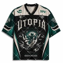 Utopia All‑Seeing Eye Mystic Print V‑Neck T‑Shirt Dark Occult Psychedelic Short Sleeve Loose Streetwear Sport Tee