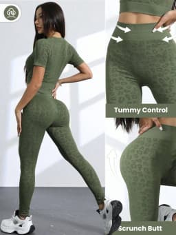 Workout Sets for Women Two Piece Outfits Seamless High Waist Leggings Yoga Crop Tops Athletic Sports Gym Sets