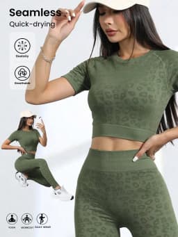 Workout Sets for Women Two Piece Outfits Seamless High Waist Leggings Yoga Crop Tops Athletic Sports Gym Sets