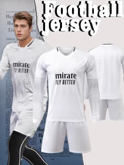 Long - sleeve breathable football kit with top and pants for warm seasons