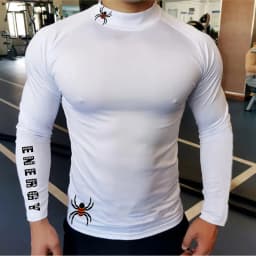 Men's Gym Compression Shirt Long Sleeve Quick Dry Breathable Workout Top High Neck Tight Fit Bodybuilding Training