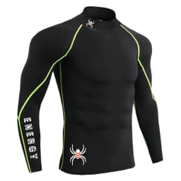 Men's Gym Compression Shirt Long Sleeve Quick Dry Breathable Workout Top High Neck Tight Fit Bodybuilding Training