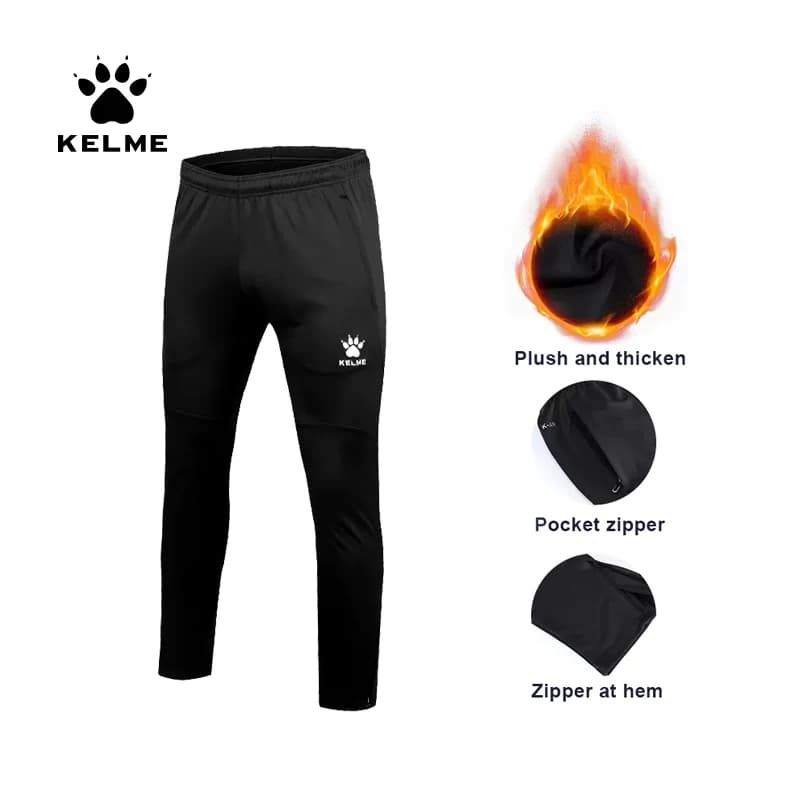 KELME Men Sports Trousers Sweatpants Kid Winter Padded Pants Thicken Jogging Women Fitness Outwear Warm Long Pants K15Z406