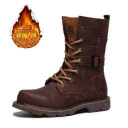 KOWM Cowhide Outdoor Men Hiking Shoes Waterproof Tactical Desert shoes Hunting Boots Snow Boots Fur Sneaker Women Trekking Shoes