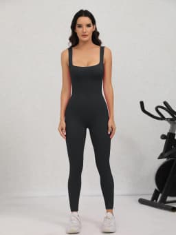 Women's Yoga Ribbed One Piece Tank Tops Rompers Sleeveless Exercise Jumpsuits
