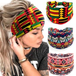 African Pattern Print Twist Elastic Hair Band Wide Hairbands Bandana Turban Knot Headwrap Fashion Cotton Stretch Headband