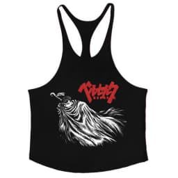 Berserk Graphic Cotton Tank Top for Men Summer Sleeveless Y-Back Vest Gym Muscle Training Athletic Workout Undershirt Activewear
