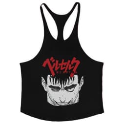 Berserk Graphic Cotton Tank Top for Men Summer Sleeveless Y-Back Vest Gym Muscle Training Athletic Workout Undershirt Activewear